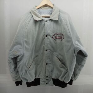 Vintage DeLong Adult XL Lite Gray Corduroy Varsity Jacket Made in USA Wasson REA